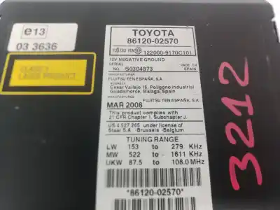 Автозапчастина б/у аудіо система / радіо cd для toyota auris (e15) 1ad посилання на oem iam 8612002570  
