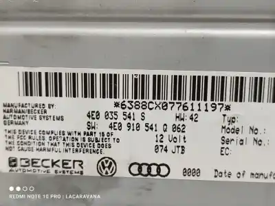 Peça sobressalente para automóvel em segunda mão sistema de áudio / rádio cd por audi q7 (4l) 3.0 tdi referências oem iam 4e0035541s  