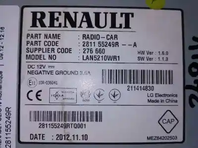 Second-hand car spare part gps navigation system for renault clio iv authentique oem iam references 281155249r  
