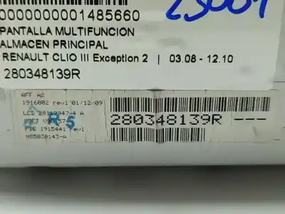 Second-hand car spare part multifunction display for renault clio iii exception oem iam references 280348139r  