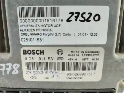 Second-hand car spare part ecu engine control for opel vivaro 2.5 dti / cdti cat (g9u-730 / lj9) oem iam references 0281011531  