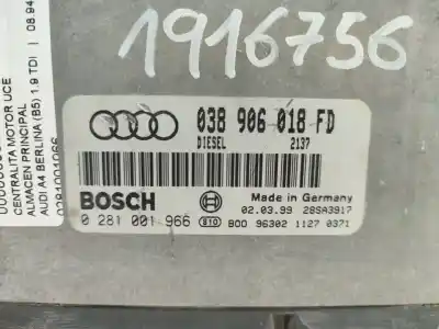 Second-hand car spare part ecu engine control for audi a4 berlina (b5) 1.9 tdi oem iam references 0281001966  