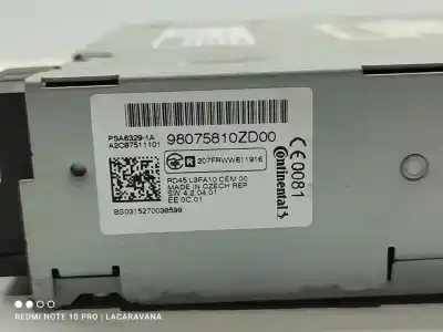 Second-hand car spare part audio system / radio cd for citroen c-elysée exclusive oem iam references 98075810zd  