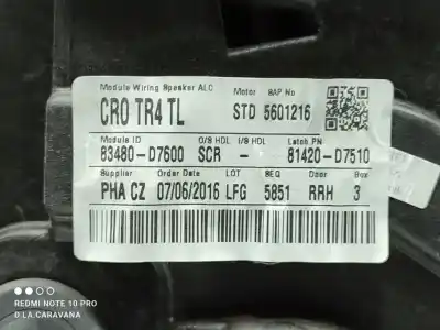 Автозапчастина б/у регулятор скла заднього правого для hyundai tucson (tl, tle) 1.7 crdi посилання на oem iam 83480d7600  