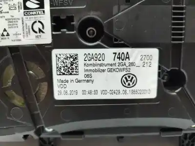 Recambio de automóvil de segunda mano de cuadro instrumentos para volkswagen t-roc (a11) dada referencias oem iam 2ga920740a  