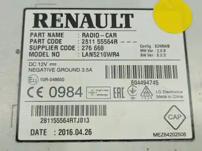 Second-hand car spare part multifunction display for renault clio iv authentique oem iam references 281155564r  