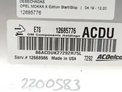 Second-hand car spare part ecu engine control for opel mokka x color edition start/stop oem iam references 12685776  