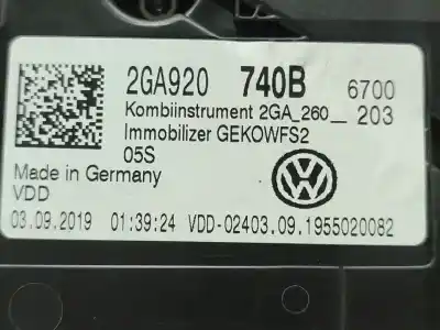 Pezzo di ricambio per auto di seconda mano pannello degli strumenti per volkswagen t-roc (a11, d11) 1.0 tsi riferimenti oem iam 2ga920740b  