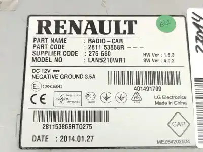 Second-hand car spare part multifunction display for renault clio iv technofeel oem iam references 281153868r  