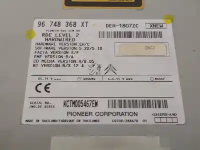 Автозапчасти б/у аудиосистема / радио cd за peugeot ion (1 desde 08/2010) ion motor de 47kw zky ссылки oem iam 96748368xt  