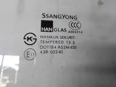 Second-hand car spare part front right glass window for ssangyong kyron d20dt oem iam references dot184as2m435  