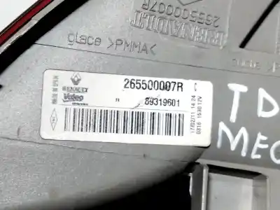 Second-hand car spare part right tailgate light for renault megane iii fastback (bz0/1_, b3_) 1.5 dci (bz09, bz0d, bz1w, bz29, bz14) oem iam references 265500007r 89319601 