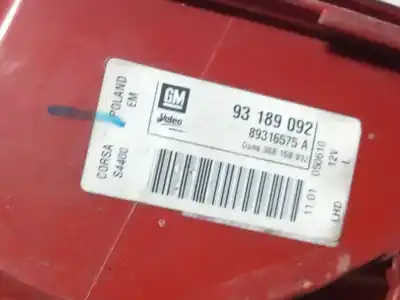 Second-hand car spare part left tailgate light for opel corsa d (s07) 1.3 cdti (l08, l68) oem iam references 93189092 89316575a 