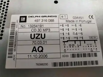 Peça sobressalente para automóvel em segunda mão sistema de áudio / rádio cd por opel corsa d z12xep referências oem iam 13254191