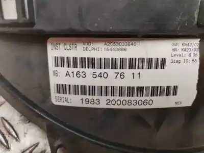 Автозапчастина б/у панель інструментів для mercedes-benz clase ml bm 166 ml 350 cdi bluetec edition 1 166.024 посилання на oem iam a1635407611  