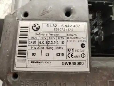 Second-hand car spare part ignition switch for bmw serie 7 (e65/e66) 730ld 218 cv / 160 kw oem iam references 6942487  