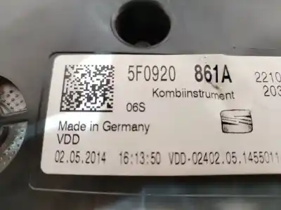 Second-hand car spare part dashboard for seat leon (5f1) 1.6 tdi oem iam references 5f0920861a  