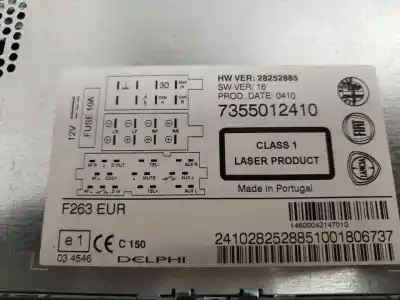 Pezzo di ricambio per auto di seconda mano impianto audio / radio cd per fiat ii doblò (152) dynamic 105 cv / 77 kw riferimenti oem iam 7355012410  