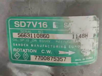 Автозапчастина б/у компресор кондиционера для renault clio ii fase i (b/cbo) 1.6 initiale (b/cbod) 90 cv / 66 kw посилання на oem iam sd7v161148h  