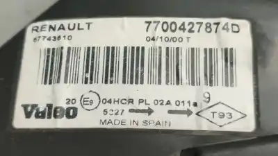 Автозапчастина б/у ліва фара для renault megane i (ba0/1_) 1.9 dci (ba05, ba1f) посилання на oem iam 7700427874d  