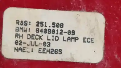 Peça sobressalente para automóvel em segunda mão farolim interior traseiro direito por bmw x5 (e53) 3.0d referências oem iam 8409012  
