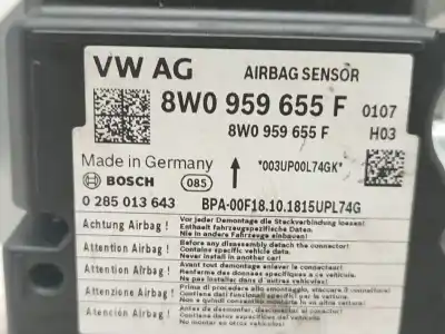 Автозапчастина б/у блок управління подушками безпеки для audi a4 b9 (8w2, 8wc) 2.0 tdi посилання на oem iam 8w0959655f 0285013643 