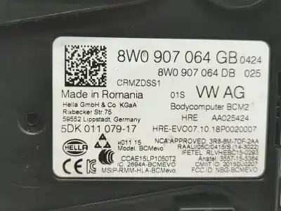 Автозапчастина б/у модуль комфорт для audi a4 b9 (8w2, 8wc) 2.0 tdi посилання на oem iam 8w0907064gb  