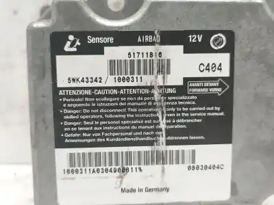 Peça sobressalente para automóvel em segunda mão centralina de airbag por fiat stilo (192_) 1.9 jtd (192_xf1a) referências oem iam 51711816  
