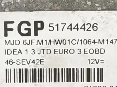 Second-hand car spare part ecu engine control for fiat idea (350_) 1.3 d multijet oem iam references 51744426  