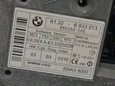 Peça sobressalente para automóvel em segunda mão comutador de ignição por bmw 7 (e65, e66, e67) 730 d referências oem iam 61326933213  