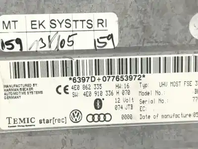 Автозапчасти б/у электронный модуль за audi a6 avant (4f5) 3.0 tdi quattro (171kw) ссылки oem iam 4e0862335  