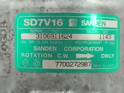 Peça sobressalente para automóvel em segunda mão compressor de ar condicionado a/a a/c por renault megane i (ba0/1_) 1.4 e (ba0e, ba0v) referências oem iam 7700272987  