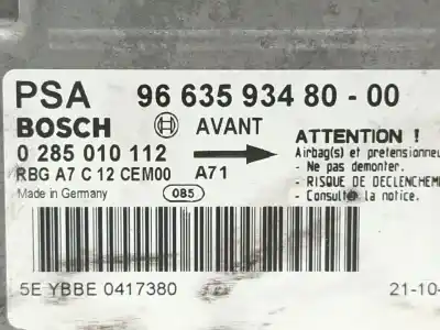 Second-hand car spare part airbag control unit for peugeot 207/207+ (wa_, wc_) 1.4 oem iam references 9663593480  9663593480