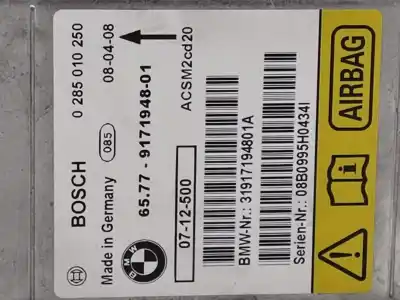 Second-hand car spare part airbag control unit for bmw x5 (e70) 3.0d oem iam references 6577917194801  0285010250