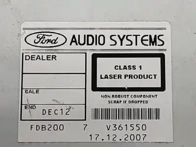 Second-hand car spare part audio system / radio cd for ford focus c-max (cap) ambiente (d) oem iam references 6s6118c815aj  