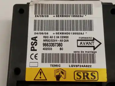 Автозапчастина б/у блок управління подушками безпеки для citroen c3 (s desde 09/2009) 1.4 hdi посилання на oem iam 9663357380  lqv8f24a622