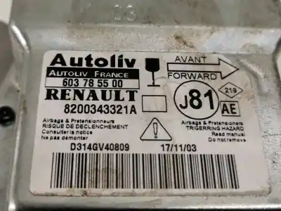 Second-hand car spare part airbag control unit for renault espace iv (jk0) grand espace dynamique oem iam references 603785500  8200343321a