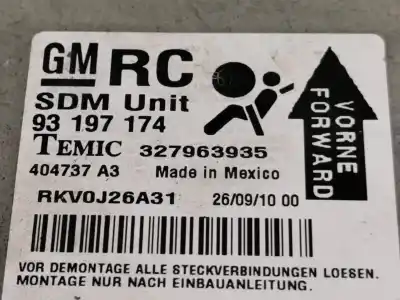 Second-hand car spare part airbag control unit for opel astra gtc cosmo oem iam references 93197174 404737a3 93197174