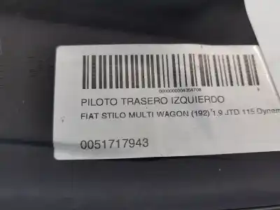 Second-hand car spare part left tailgate light for fiat stilo (192) 1.9 jtd cat oem iam references   