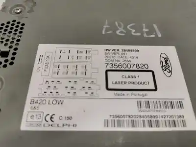 Peça sobressalente para automóvel em segunda mão sistema de áudio / rádio cd por ford ka (ccu) titanium+ referências oem iam 7356007820  