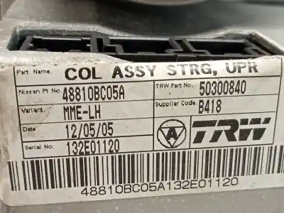 Second-hand car spare part steering column for nissan micra (k12e) acenta oem iam references 48810bc05a 50410263 50300840