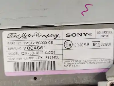 Second-hand car spare part audio system / radio cd for ford c-max (cb3) * oem iam references 7m5t18c939ce  
