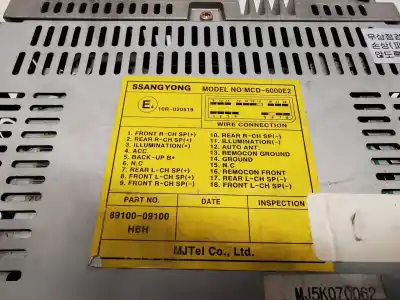 Peça sobressalente para automóvel em segunda mão sistema de áudio / rádio cd por ssangyong kyron 2.0 referências oem iam 8910009100  