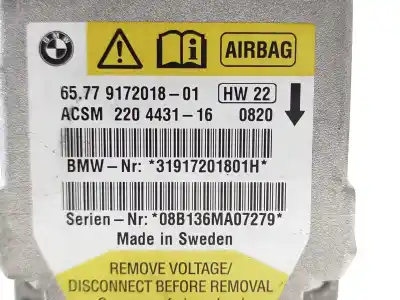 Second-hand car spare part airbag control unit for bmw 5 (e60) 520 d oem iam references 6577917201801 / 917201801 220443116 31917201801h