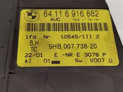Peça sobressalente para automóvel em segunda mão comando de sofagem (chauffage / ar condicionado)  por bmw 3 (e46) 320 d referências oem iam 64116916882  5hb00773820