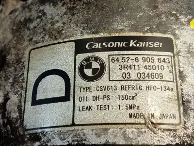 Peça sobressalente para automóvel em segunda mão compressor de ar condicionado a/a a/c por bmw serie 3 compact (e46) 320td referências oem iam 64526905643  3r41045010