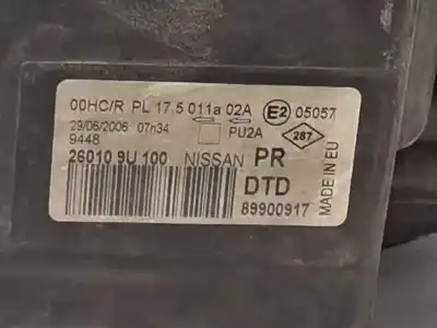 Second-hand car spare part right headlight for nissan note (e11e) 1.4 cat oem iam references 260109u100  89900917
