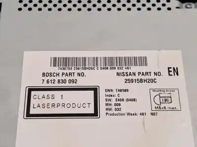 Pièce détachée automobile d'occasion système audio / radiocd pour nissan qashqai / qashqai +2 i (j10, nj10, jj10e) 1.6 dci références oem iam 25915bh20c  9612830092