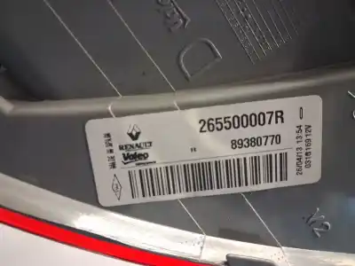 Second-hand car spare part right tailgate light for renault megane iii fastback (bz0/1_, b3_) 1.9 dci (bz0n, bz0j) oem iam references 265500007r  89380770