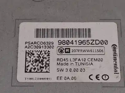 Second-hand car spare part audio system / radio cd for citroen c-elysee (dd_) 1.6 hdi 92 oem iam references 98041965zd00  